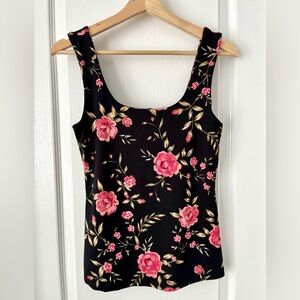 Dynamite Black Floral Double Layer Tank Top Size M